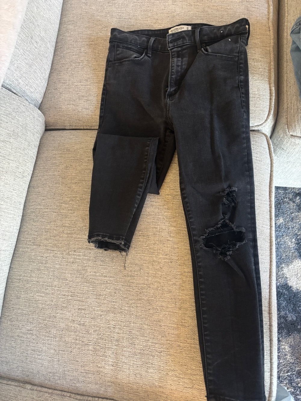 Abercrombie & Fitch Black Ripped Skinny Jeans